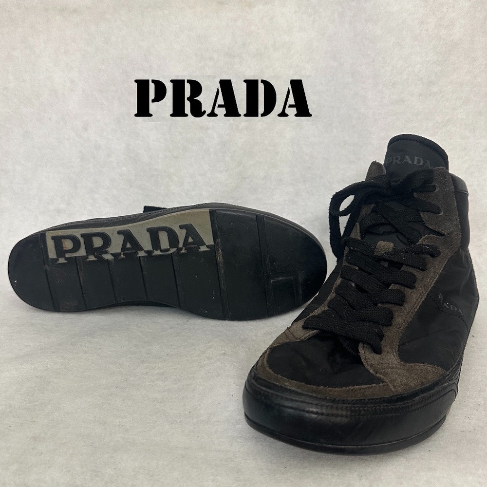 Prada Hightops US men's size 9 Gently worn Leather / nylon / suede / rubber